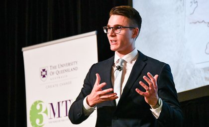 2019 UQ Winner Cody Frear presenting his 3MT